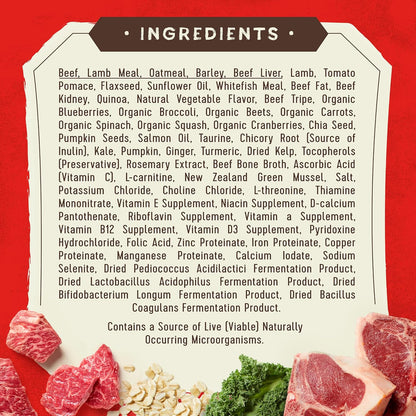 Stella & Chewy's SuperBlends Raw Blend Wholesome Grains Grass-Fed Beef, Beef Liver & Lamb Recipe with Superfoods, 3.25 lb. Bag