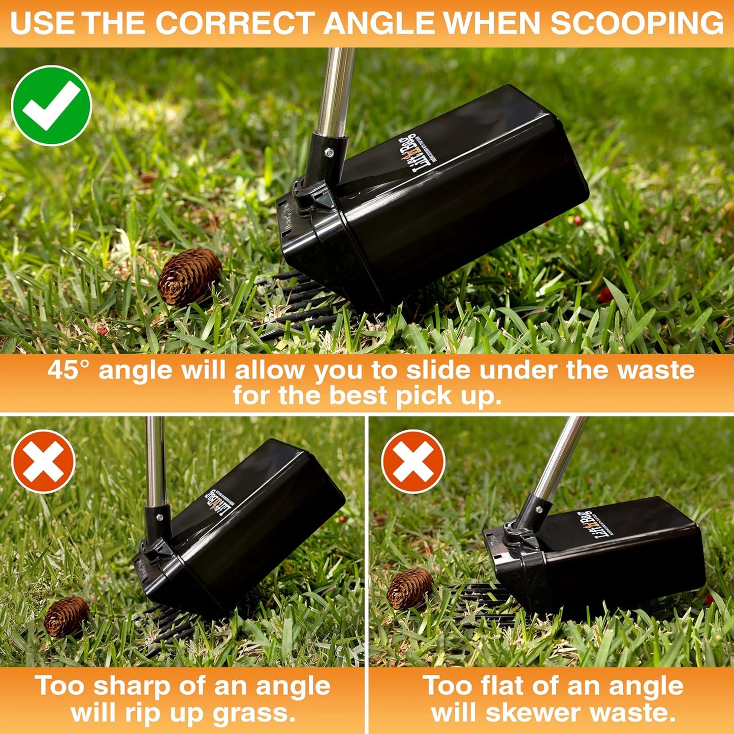 Neater Pet Brands Lift N’ Bag 2.0 Dog Pooper Scooper with Bag Attachment & 27" Pole for Small to Large Dogs, New & Improved Design, 15 Refill Bags, Heavy Duty Dog Poop Scooper for Yard, One-Hand Use