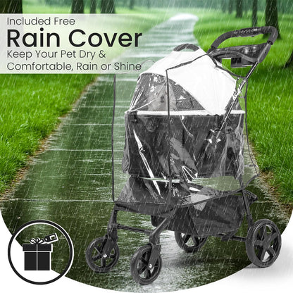 3-in-1 Folding Pet Stroller with Detachable Carrier – Lightweight Travel Design for Cats & Dogs, Safety Lock + Storage Basket