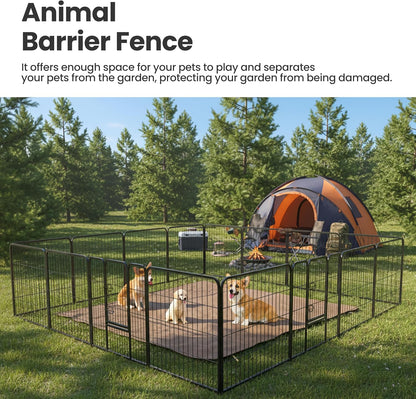 Dog Playpen, 32 Inch 16 Panels Dog Fence for Small/Medium Dogs Puppy/Indoor & Outdoor Bliss, Perfect Dog Pen for Camping, Yard, RV, Garden Fence, Black