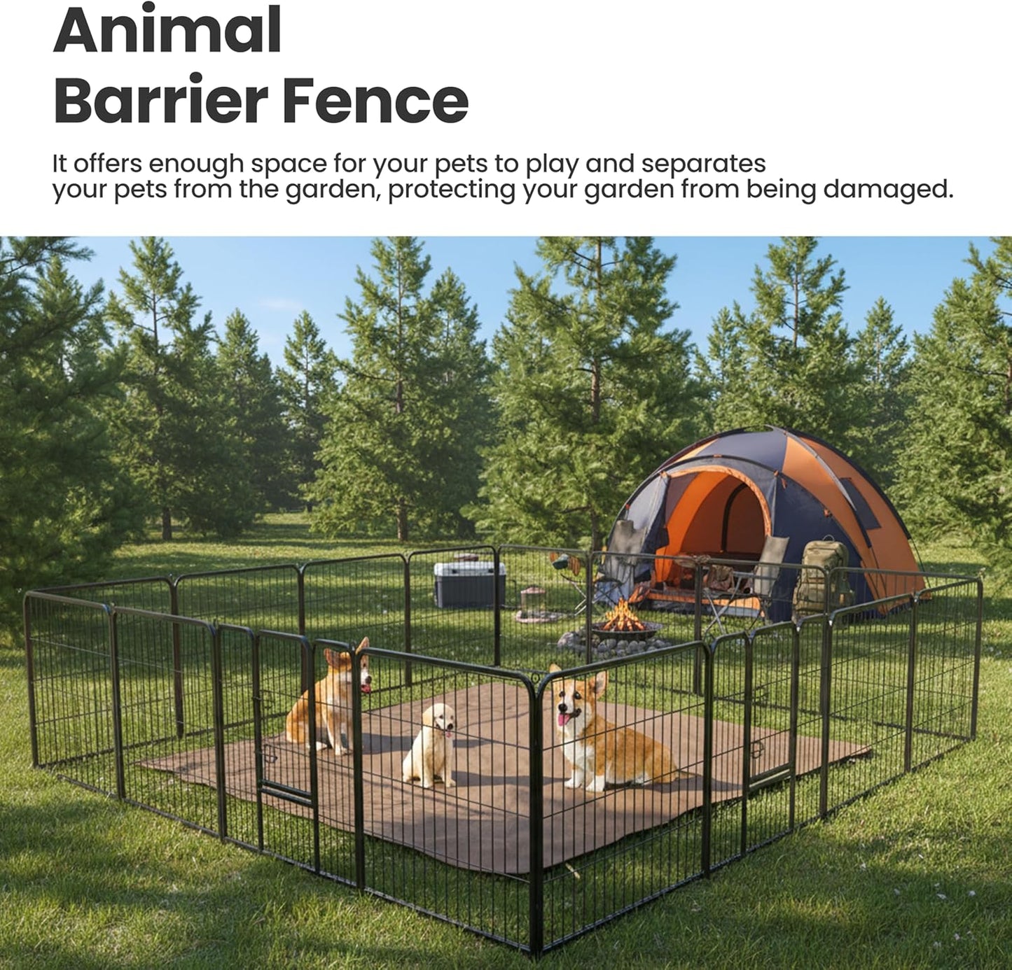 Dog Playpen, 32 Inch 16 Panels Dog Fence for Small/Medium Dogs Puppy/Indoor & Outdoor Bliss, Perfect Dog Pen for Camping, Yard, RV, Garden Fence, Black