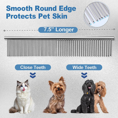 Gimars Titanium Coated Professional 6 in 1 4CR Stainless Steel Dog Grooming Scissors with Safety Round Tip, Heavy Duty Pet Grooming Scissor for Dogs, Cats and Other Animals