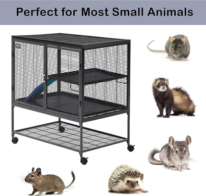 MidWest Homes for Pets Critter Nation Single Unit Small Animal Cage, 2 Tiers, Includes Pan, Shelf, Ramp & Cover, for Rats, Ferrets, Chinchillas, Sugar Gliders