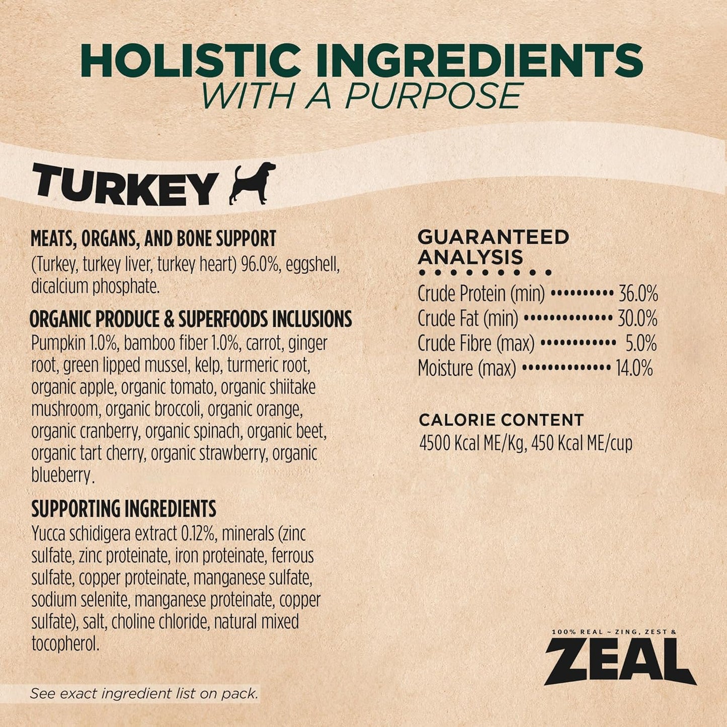 ZEAL Canada Air-Dried Turkey Recipe for Dogs - High Protein, Natural Superfoods, Nutrient Rich, No Fillers, Grain Free, Complete & Balanced (Turkey, 5.5lb)
