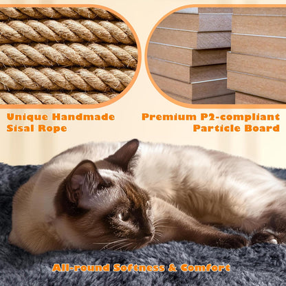 Yaheetech 62.5inches Cat Tree Cat Tower Cat Condo with Platform & Hammock, Scratching Posts for Kittens Pet Play House with Plush Perch for Indoor Activity Relaxing, Dark Gray