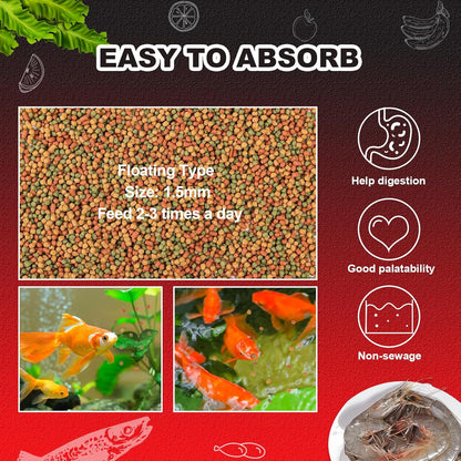 Floating Goldfish Food Pellets – 12oz Pond Fish Food Natural Color Enhancing, Promotes Growth with Natural Antarctic Krill & Spirulina, Clear Water Formula