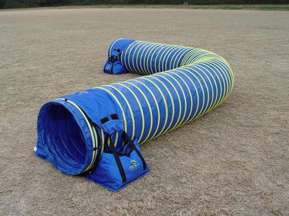 20' Heavy Duty Dog Agility Tunnel with 2 Sets of Tiedown System, Competition & Training, Multiple Colors, 2 Lengths (Blue)