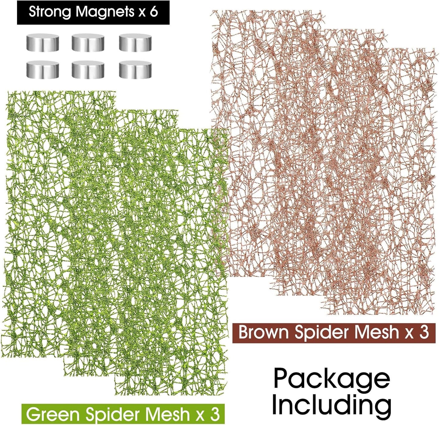 6Pcs Jumping Spider Habitat Accessories Enclosure Decor Spider Webbed Moss Ribbon with Magnets Climbing and Feeding Platforms Kit Green Brown