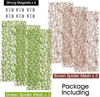 6Pcs Jumping Spider Habitat Accessories Enclosure Decor Spider Webbed Moss Ribbon with Magnets Climbing and Feeding Platforms Kit Green Brown
