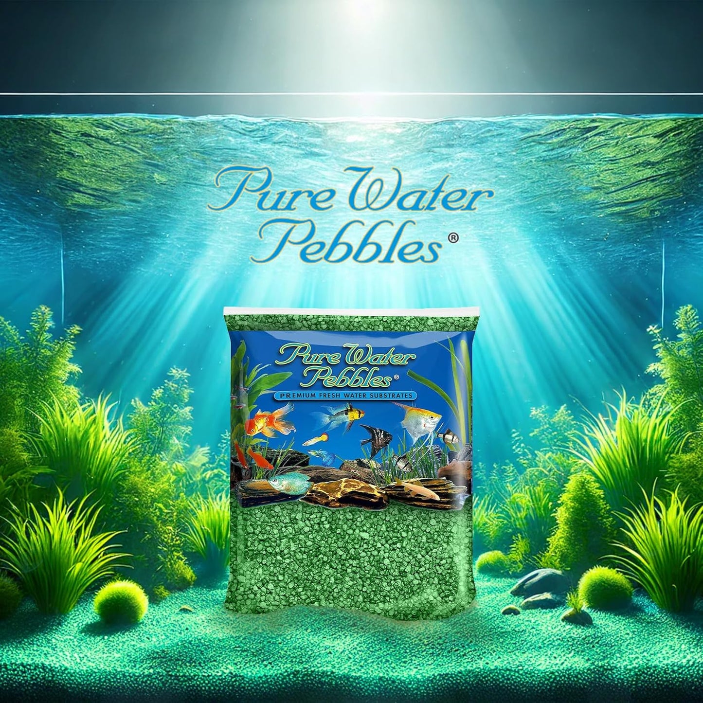 Pure Water Pebbles Aquarium Gravel, 2-Pound, Emerald Green