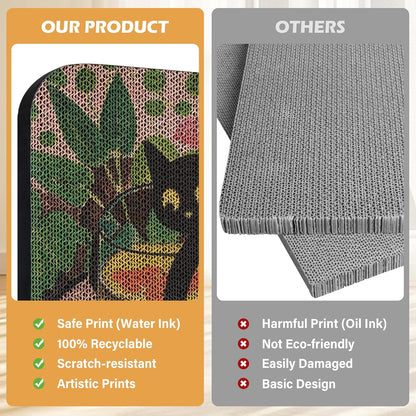 2 Packs Art Cat Wall-Mountable Scratching Board 16.7x11x1 Inch Cat Wall Scratch Pad for Indoor Cats Furniture Protector (Goldfish & Scream)