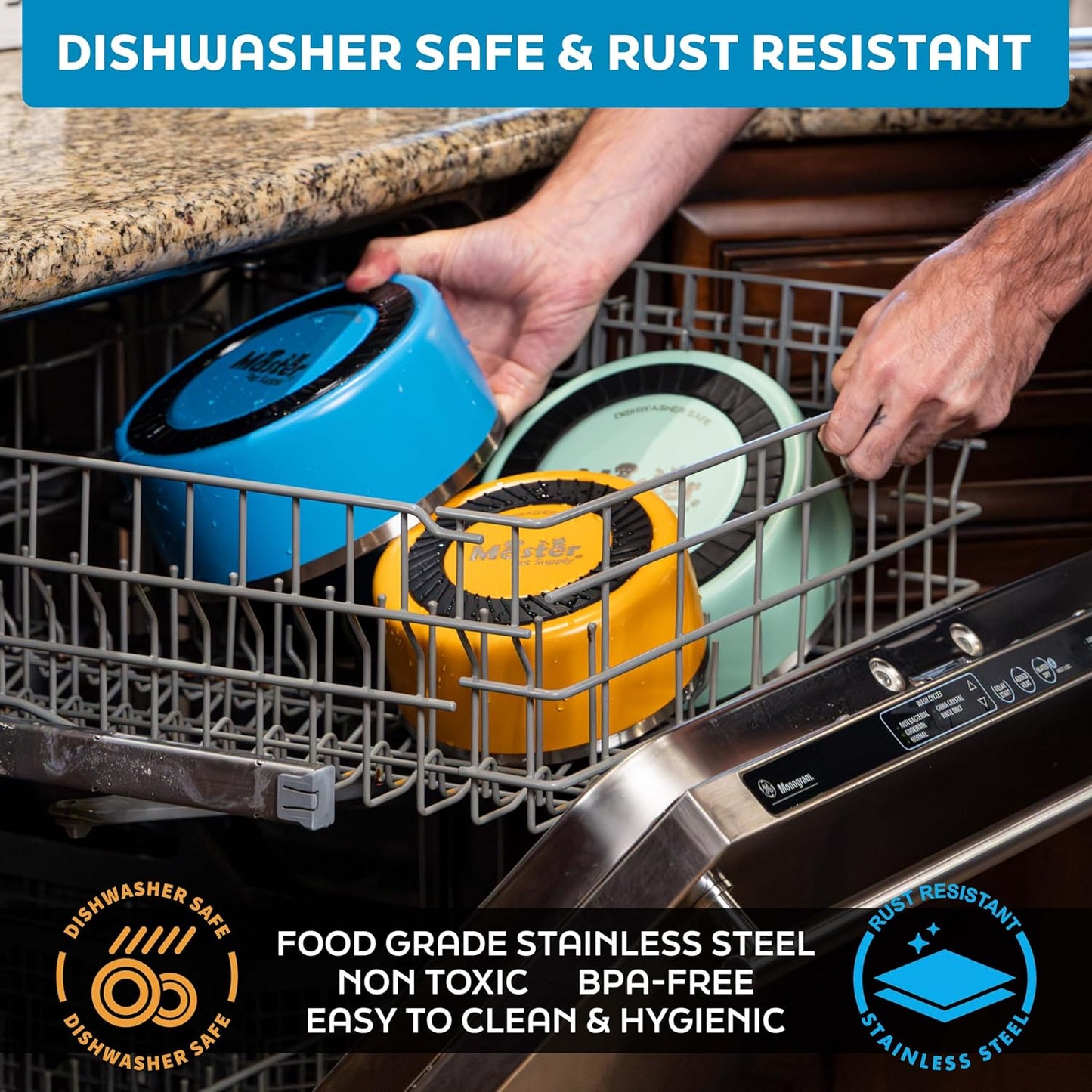 Master Pet Supply Stainless Steel Dog Bowls - 128 oz, Heavy Duty - Rose Quartz, Double Wall Extra-Thick Insulated, Non-Slip Pet Water Bowl for Dogs, Cats & Pets, Anti Rust Metal, Dish Washer Safe