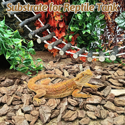 BNOSDM Reptile Pine Bark Substrate and Rectangle Basking Platform for Lizard