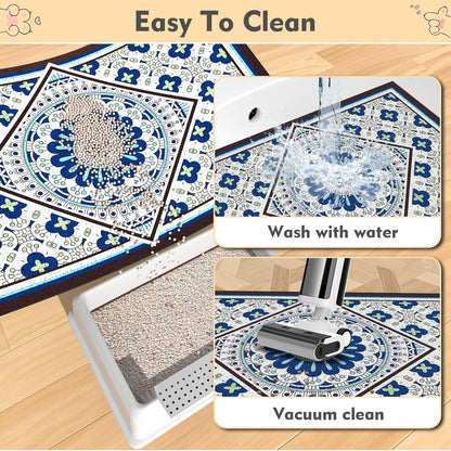 Jumbo Cat Litter Mat Catcher 35x24 | Ultra-Absorbent Litter Box Rug with PVC Mesh | Non-Slip Cat Rug for litter box, Washable Kitty Litter Mat For Indoor,Garden