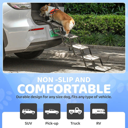 Dog Car Steps – Portable Non-Slip Pet Stairs for High Cars, SUVs & Trucks, Foldable Design, 200 lb Support | EOSET