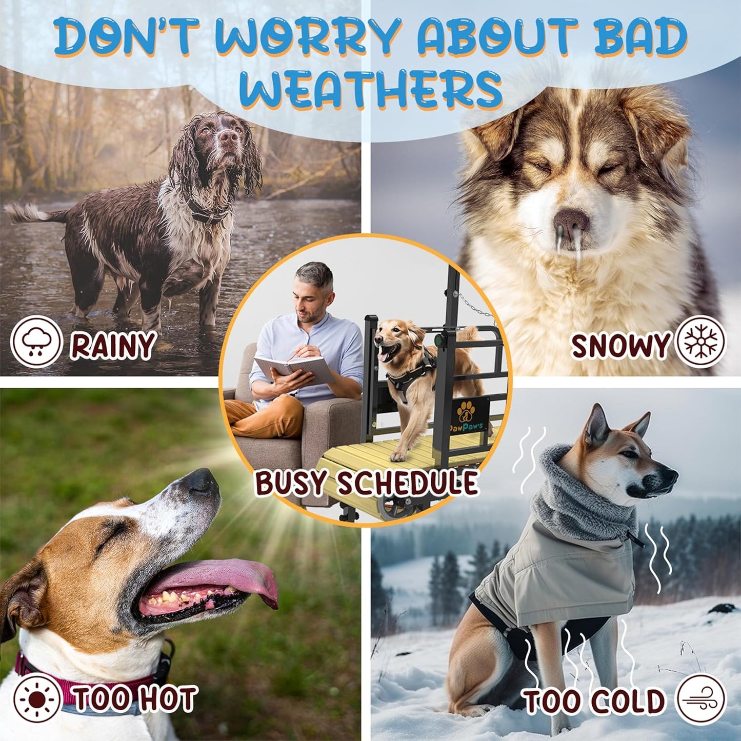 PawPaw's Dog Treadmill for Large Dogs, Medium Dogs with Brake. Dog Slatmill for Healthy & Fit Dog Life, Dog Treadmill for Indoor & Outdoor. Treadmill for Dogs up to 330 lbs