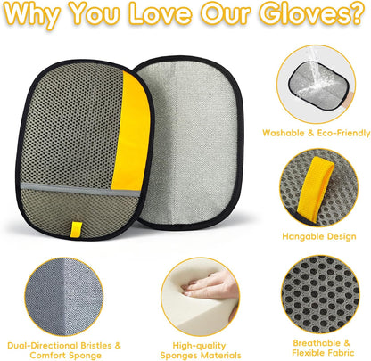 Pet Hair Removal Glove, Magic Brush Electrostatic Mitt, Pet Hair Remover Tool for Dog & Cat, Reusable Pet Hair Gloves Pet Grooming Needs, Fur Remover for Couch, Clothing, Carpet & Car Seat