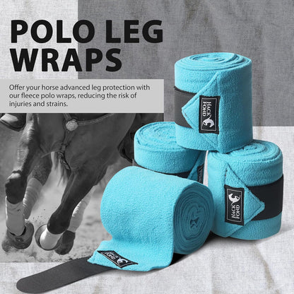 Horse Polo Leg Wraps, 10' Long Fleece Polo Wraps for Horses Set of 4, Horse Leg Bandages Stable Supplies Equestrian Boots Horse Leg Protection Vivid Cerulean