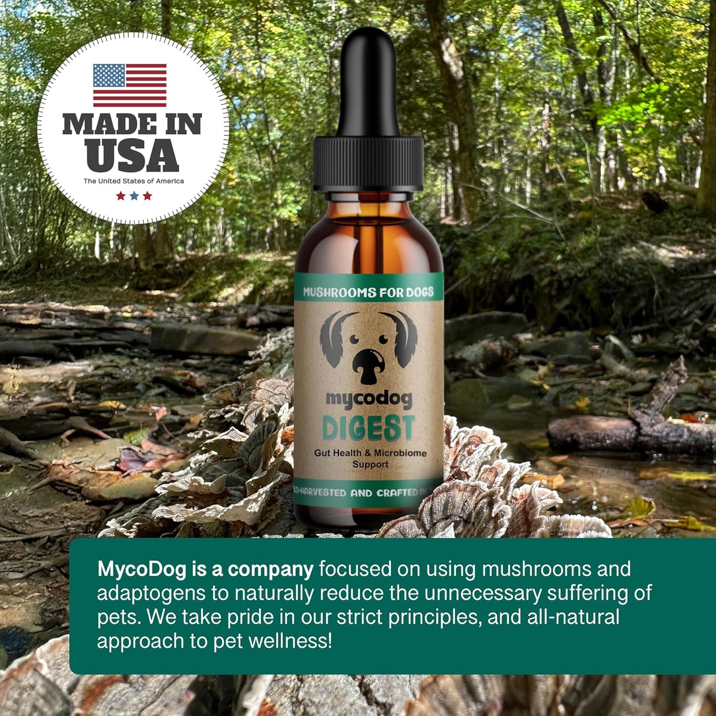 MycoDog Digest - Digestive Support Supplement for Dogs - Gut Health & Microbiome Balance - Probiotic Alternative with Functional Mushrooms and Adaptogens