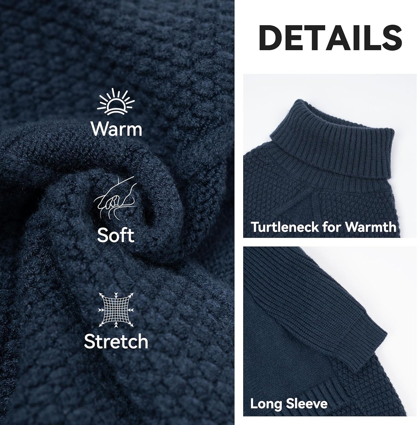 cyeollo Warm Small Dog Sweater, Knit Cold Weather Doggy Sweaters for Small Dogs Boy Pullover Winter Dog Clothes with Turtleneck for Indoor & Outdoor Wear, Navy M