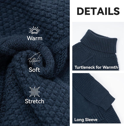 cyeollo Warm Small Dog Sweater, Knit Cold Weather Doggy Sweaters for Small Dogs Boy Pullover Winter Dog Clothes with Turtleneck for Indoor & Outdoor Wear, Navy M