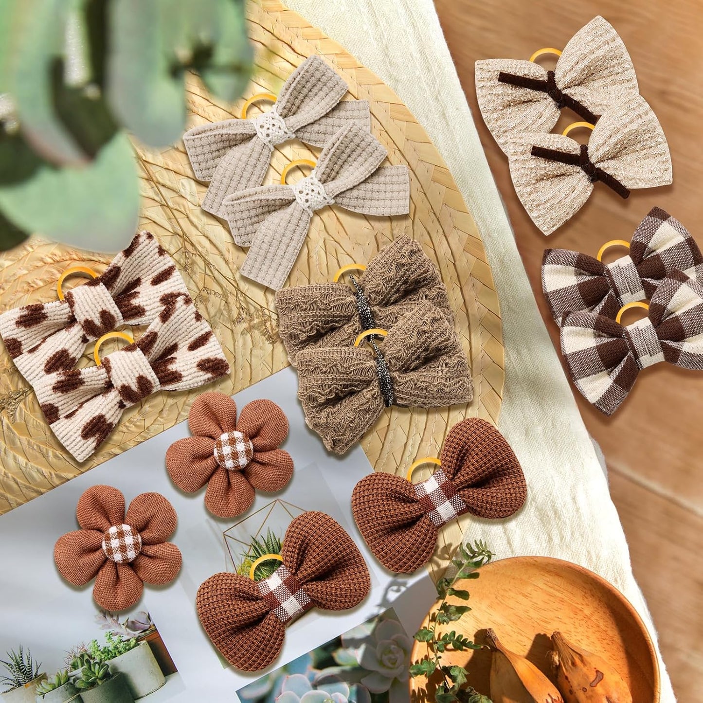 20pc Brown Small Dog Hair Bows - Mix Holiday Dog Hair Bows for Yorkie Puppies, Top Knot for Daily Use