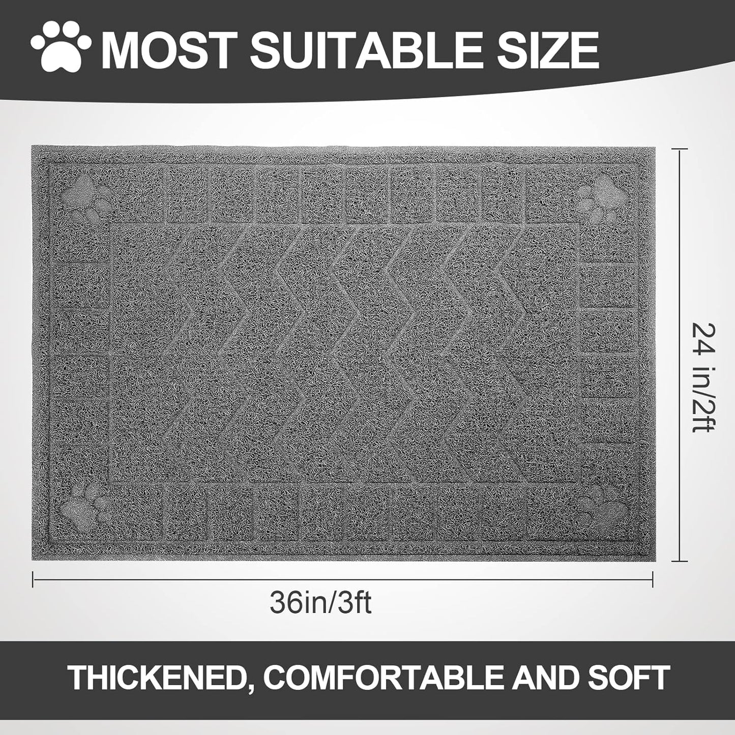35" x 24"Cat Litter Mat & Extra Large 40"x28" Silicone Mat for Litter Box, Waterproof & Non-Slip Rubber Mat with Lip, Litter Trapping & Scatter Control, Soft on Cat Paws