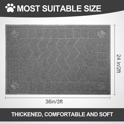 35" x 24"Cat Litter Mat & Extra Large 40"x28" Silicone Mat for Litter Box, Waterproof & Non-Slip Rubber Mat with Lip, Litter Trapping & Scatter Control, Soft on Cat Paws