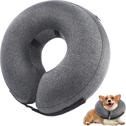 Dog Cone Collar, Inflatable Recovery Cone After Surgery, Adjustable Blow up Dog Donut Collar, Pet Recovery Collar for Dogs and Cats Size XS up to 5”
