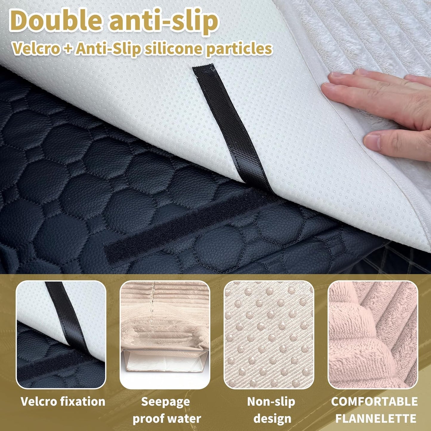 Backseat Dog Bed for Car Back Seat, Dog Mat for Car Backseat Pet Bed Mat, Non-Slip Travel Pet Mat, Fit for Backseat Extenders and Trucks Suvs (Beige, 27.5x55 Inch)