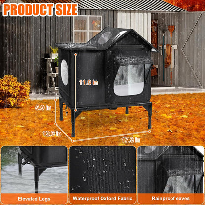 Outdoor Cat House, Weatherproof Insulated Feral Cat Houses for Outdoor Cats, Safe Escape Door, Cat House for Outside, Out Door Stray Cat Shelter with Elevated Base, Cat Houses & Condos(Small)