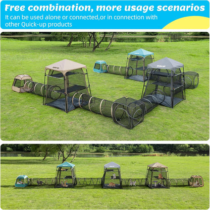 Extra Large catio Outdoor cat Enclosure,3-in-1 Cat Tower Tent with Tunnel/Pop Up Cube, Portable Catio,Cat Tent,Foldable Cat Enclosure for Indoor/Outdoor/Camping Weatherproof & Sunproof(Patented)
