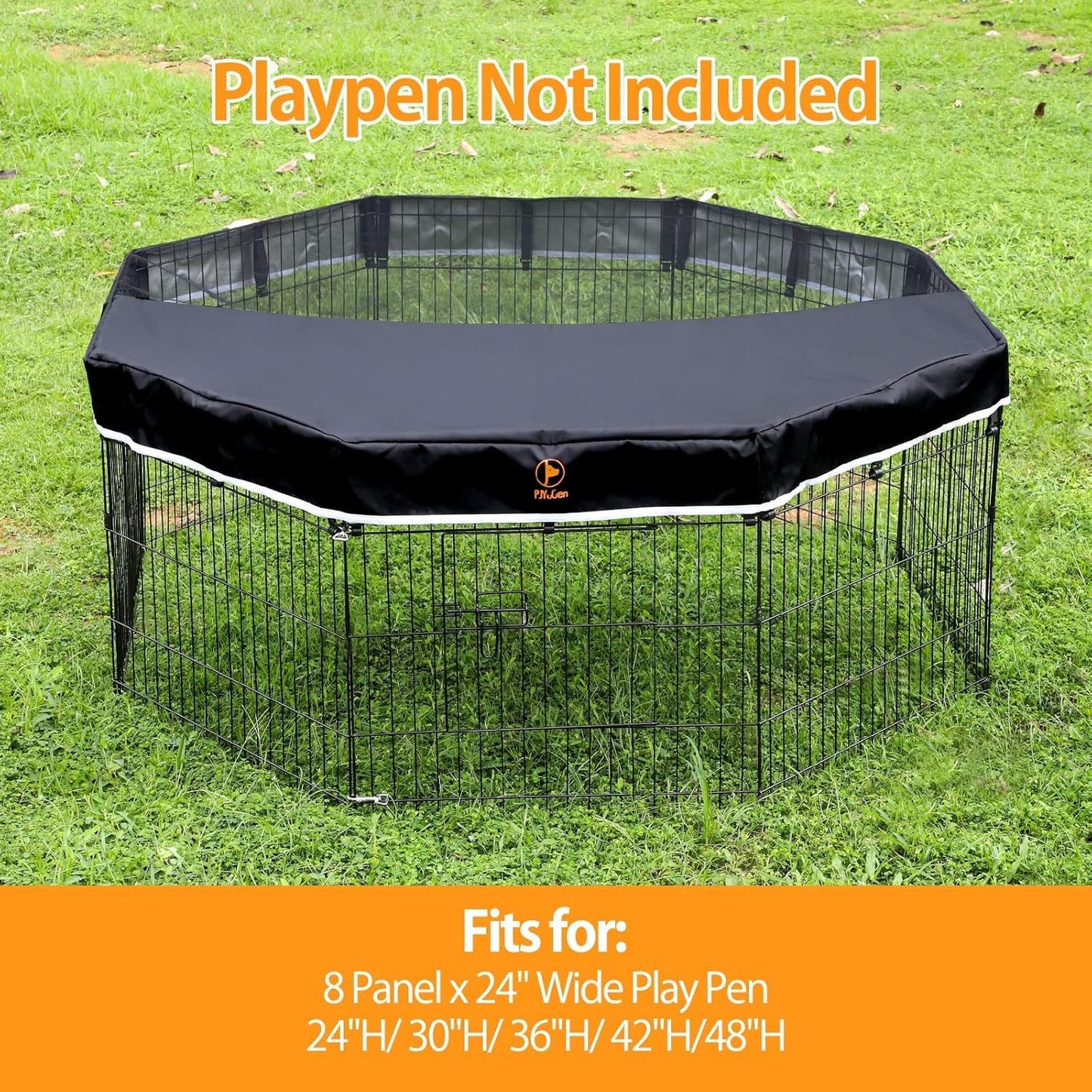 PJYuCien Mesh Top Cover - Fits 8 Panels 24 Inch Width Plastic/Metal Pet Pen Octagonal Dog Playpen (Note: Only Pen Top Cover, NO PLAYPEN)