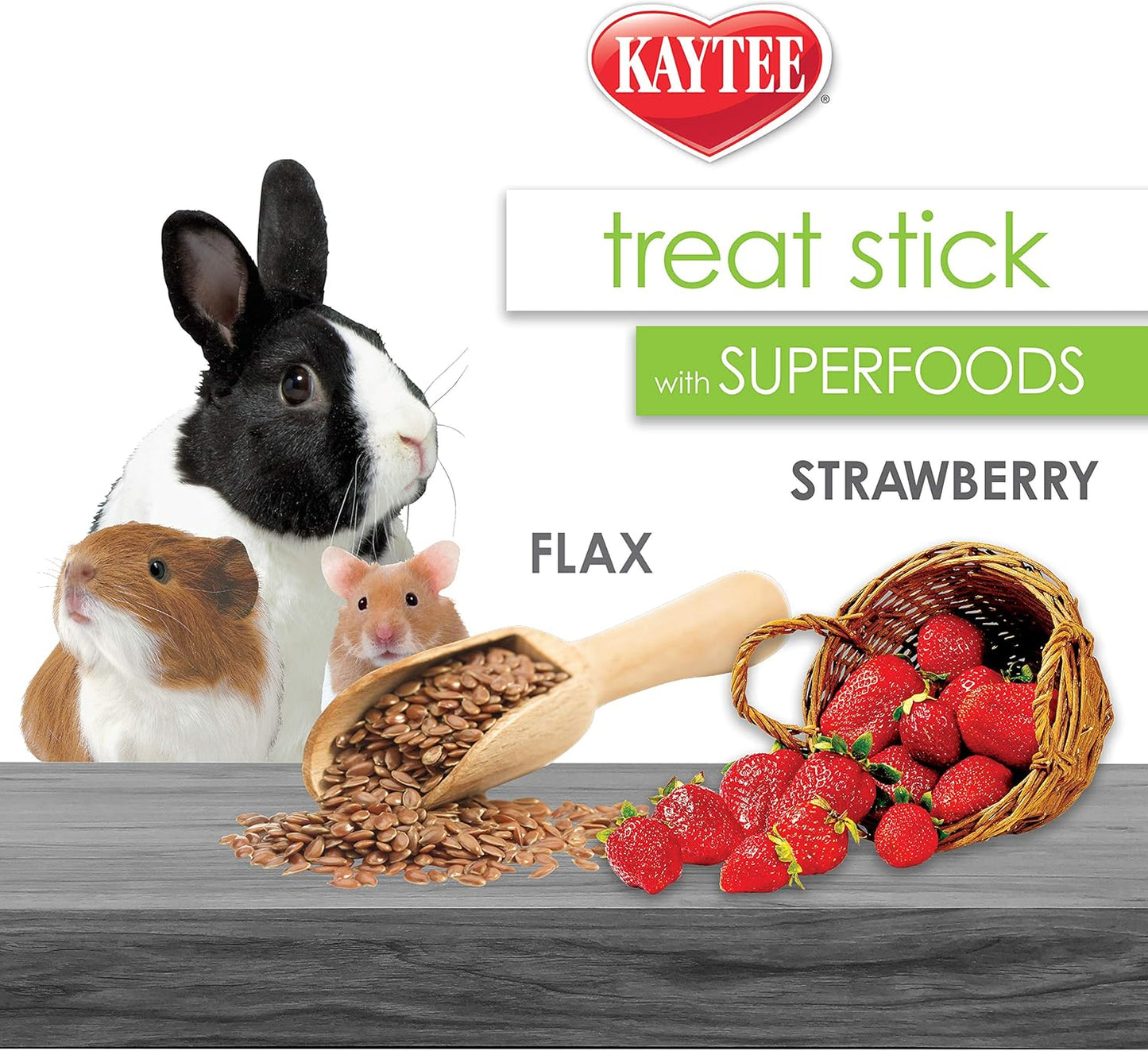 Kaytee Small Animal Treat Stick with Superfoods, Strawberry & Flax Seed, 5.5 oz