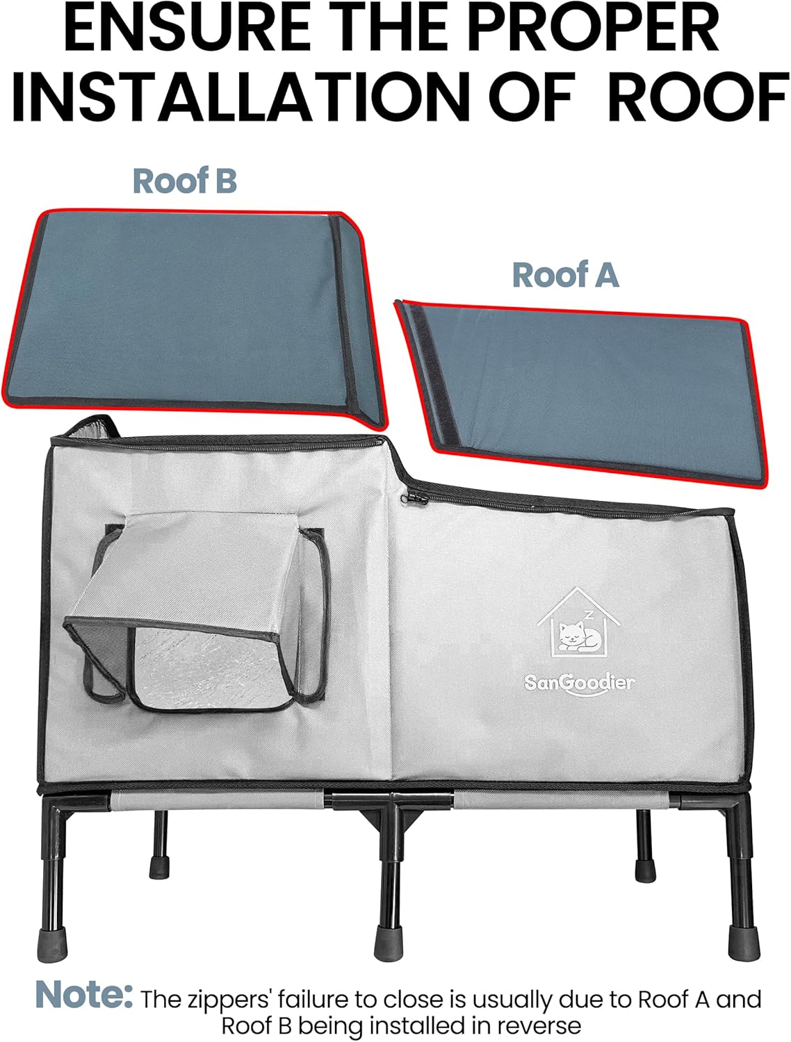 Cat Houses for Outdoor Cats, Outdoor Cat House Weatherproof with Insulation Layer for Warm, Foldable Cat Shelter, Cave Beds for Pets Up to 55lbs for Garden, Patio, or Backyard (Grey-L)