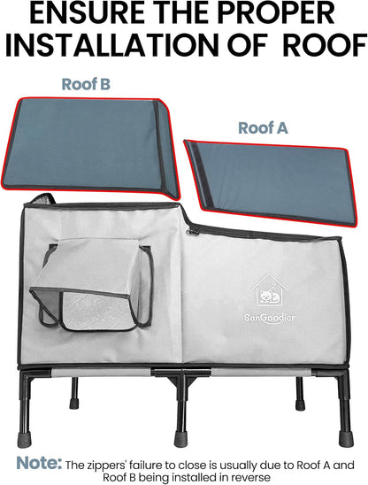 Cat Houses for Outdoor Cats, Outdoor Cat House Weatherproof with Insulation Layer for Warm, Foldable Cat Shelter, Cave Beds for Pets Up to 55lbs for Garden, Patio, or Backyard (Grey-L)