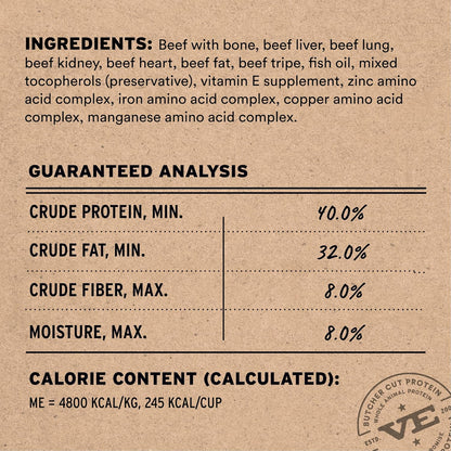 Vital Essentials Freeze-Dried Raw Beef Crunchy Mini Nibs | Complete Meal or Mixer Dog Food | 25 oz