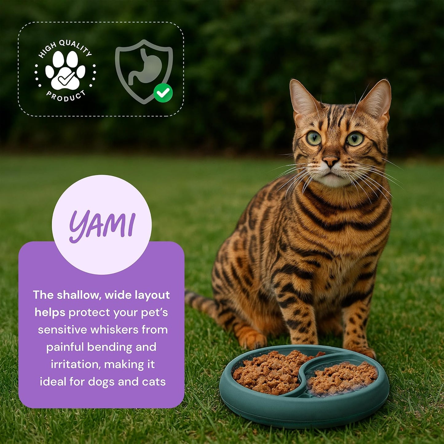 YAMI Bowl Lick Mat for Dogs & Cats, Slow Feeder Bowls, Cat Slow Feeder, Dog Enrichment Toys with Suction Cup for Anxiety Relief, Food-Grade Silicone, Dishwasher Fit, for All Breed (Dark Teal)
