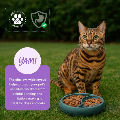 YAMI Bowl Lick Mat for Dogs & Cats, Slow Feeder Bowls, Cat Slow Feeder, Dog Enrichment Toys with Suction Cup for Anxiety Relief, Food-Grade Silicone, Dishwasher Fit, for All Breed (Dark Teal)