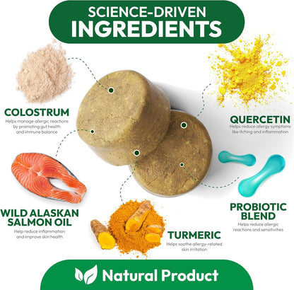 Dog Allergy Relief Chews - 170 Dog Allergy Chews - Itch Relief for Dogs - Omega 3 Fish Oil, Probiotics For Itchy Skin & Hot Spots Allergies, Paw Licking, Dry Skin & Coat Supplement - Beef Liver Flavor