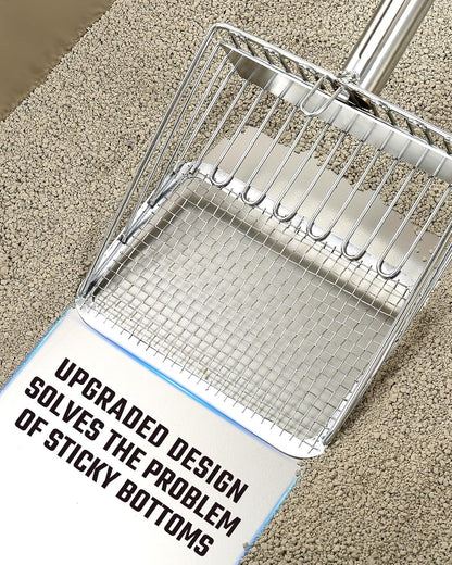 Cat Litter Scoop - Stainless Steel Metal Cat Litter Scoop -Large Size, Deep Shovel, Long Handle, Poop Sifting, Durable, Heavy Duty,Kitten Pooper Lifter for Litter Box