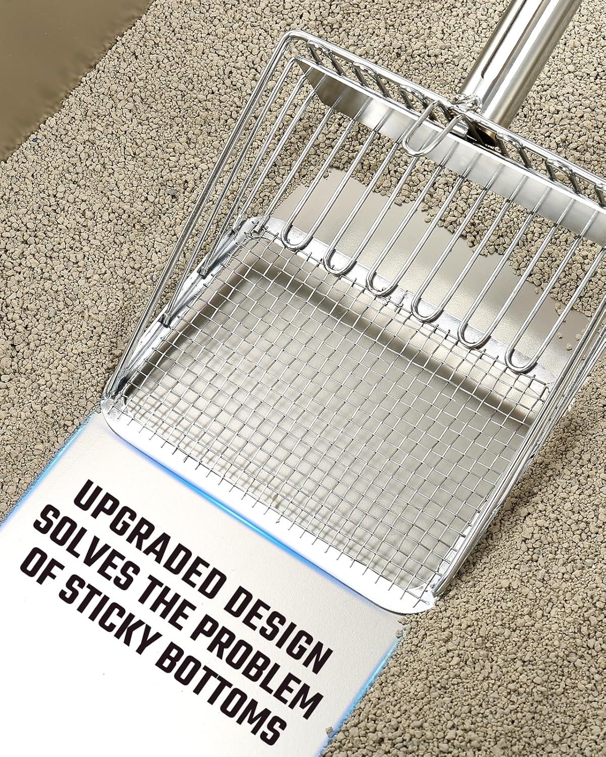 Cat Litter Scoop - Stainless Steel Metal Cat Litter Scoop -Large Size, Deep Shovel, Long Handle, Poop Sifting, Durable, Heavy Duty,Kitten Pooper Lifter for Litter Box