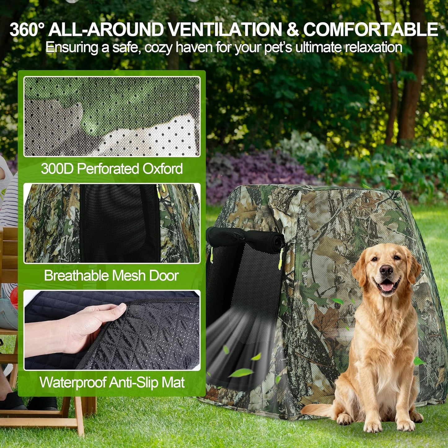 Dog Tent for Medium & Large Dogs, Pop Up Dog Playpen, Waterproof Pet Tent with Zipper & Ground Spike, Portable Pet Playpen for Camping Beach Outdoor/Indoor (Size L)