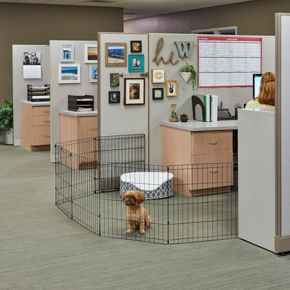 MidWest Homes for Pets Folding Metal Puppy/Dog Exercise Pen, Indoor/Outdoor Playpen with No Door, Provides 16 Sq Feet of Play Space, 30-Inches Tall, Black E-Coated