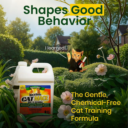Nature's Mace Cat Mace Cat Repellent, Pets Training Tool, Outdoor & Indoor, Home, Liquid Spray Deterrent, Landscaped, Marking, Anti-Scratch, Garden & Furniture Protector, Ready-to-Use, 1 Gallon Spray