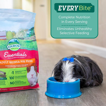 Oxbow Essentials Guinea Pig Food, Adult Guinea Pig, Made with Oxbow Timothy Hay, Pet Food Pellets with Vitamin C, Small Animal Pet Products, Made in USA, High Fiber, 5 lb. bag