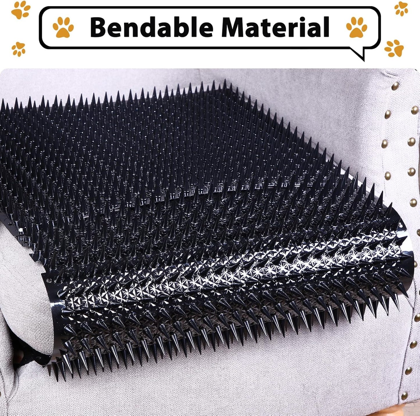 16 Pack Cat Repellent Outdoor Mat Cats Dogs Plastic Bendable Spiked Deterrent Training Repellent PET Mats with Spikes for Indoor Outdoor Supplies, 18.3 Square Feet, 16 x 13 Inch(Black)
