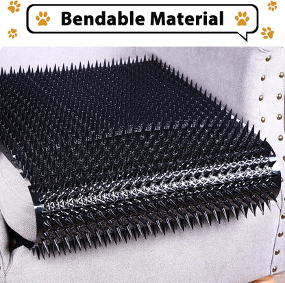 16 Pack Cat Repellent Outdoor Mat Cats Dogs Plastic Bendable Spiked Deterrent Training Repellent PET Mats with Spikes for Indoor Outdoor Supplies, 18.3 Square Feet, 16 x 13 Inch(Black)