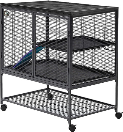 MidWest Homes for Pets Critter Nation Single Unit Small Animal Cage, 2 Tiers, Includes Pan, Shelf, Ramp & Cover, for Rats, Ferrets, Chinchillas, Sugar Gliders