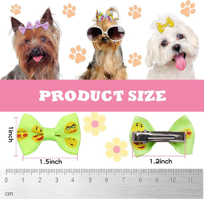 YAKA 60PCS (30 Paris) Cute Puppy Dog Small Bowknot Hair Bows with Metal Clips Handmade Hair Accessories Bow Pet Grooming Products (60 Pcs,Cute Patterns)